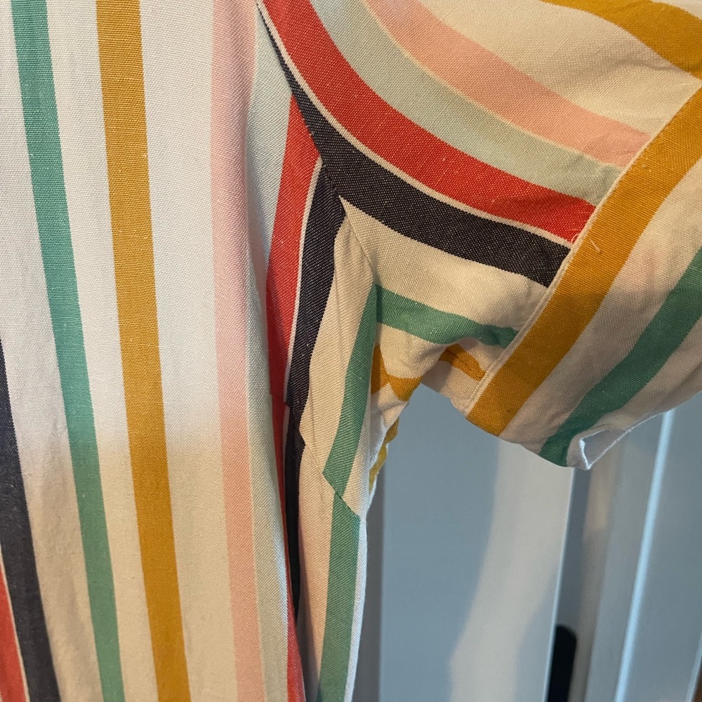 A.N.A. Multi-Colored Striped Midi Button Up Dress - image 5